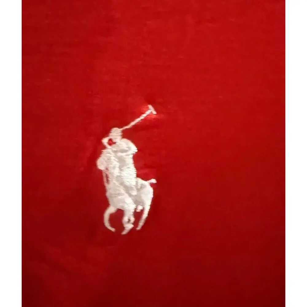 Polo Ralph Lauren Polo Shirt Mens M Red Golf Performance High Low Slit Pony Logo - Picture 4 of 7